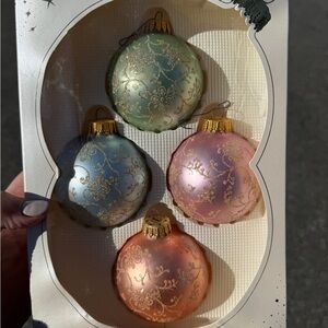 Elegant Holiday Ornament Set - Green, Blue, Pink, Gold